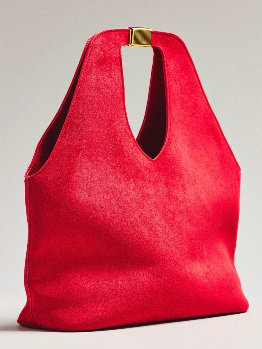 Anthropologie Faux Suede Gilded Tote Bag in Red NWT